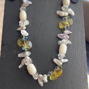 Gorgeous multi-color (blue, topaz and white) necklace